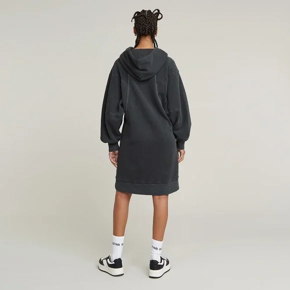 SOLD**G-Star RAW Hooded Sweatshirt Dress NWT Overdyed Black Terry Size L - Picture 3 of 9
